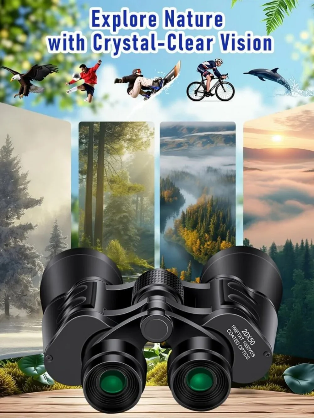 High-Powered 20x50 Binoculars for Bird Watching, Travel, Stargazing & Hunting